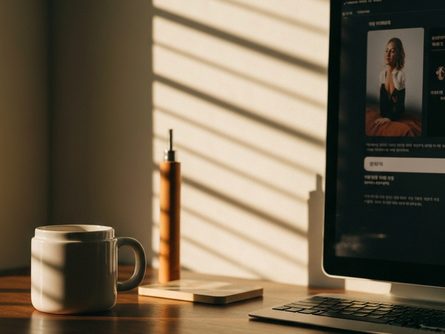 서류 가방 위에 놓인 대학 졸업장, 장학금 증서, 노트북과 펜