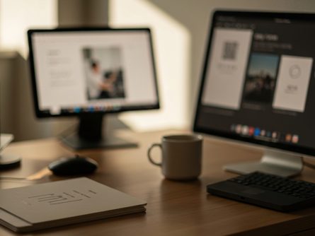 밝은 햇살이 들어오는 도서관 책상 위에 놓인 대학 교재와 노트, 필기구 클로즈업