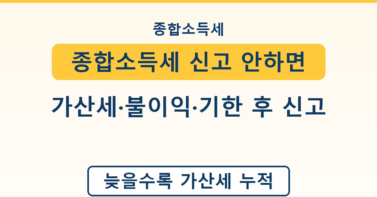 종합소득세 신고 안하면 - 가산세·불이익·기한 후 신고 안내