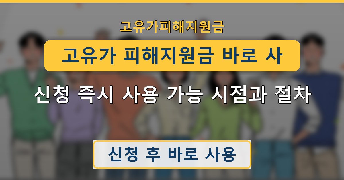 고유가 피해지원금 바로 사용 — 신청 즉시 사용 가능 시점과 절차 안내