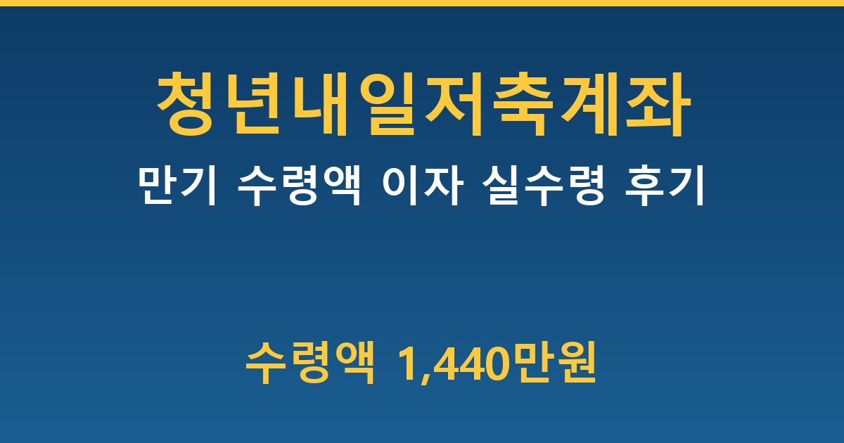 청년내일저축계좌 만기 수령액 — 1,440만원 + 이자 실수령 후기