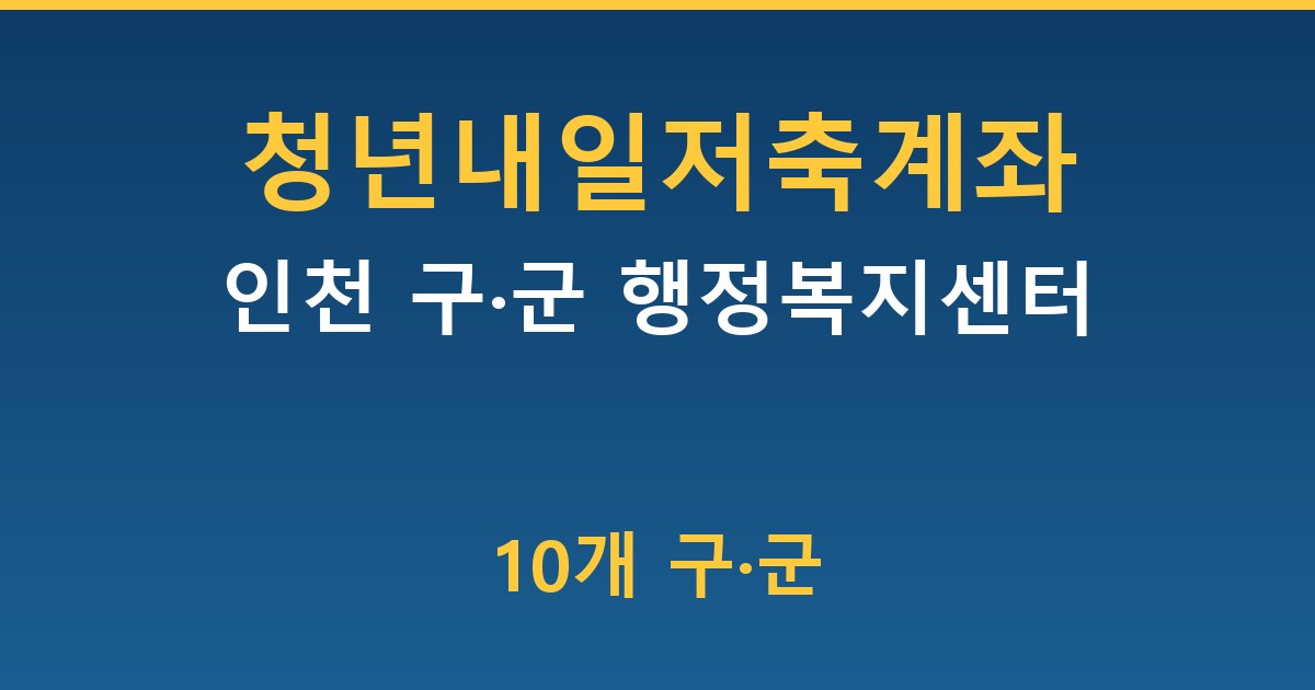 인천 청년내일저축계좌 — 10개 구·군 행정복지센터 신청 방법